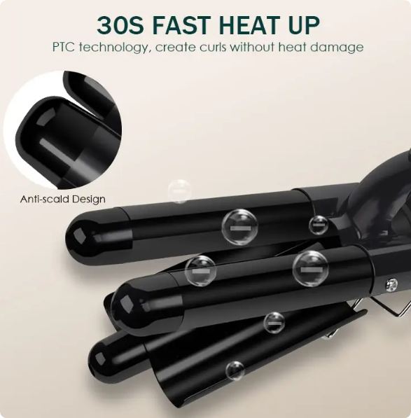 Professional 3 Barrels Triple Wavers Curling Iron LCD Tourmaline Wave Plate Hair Curler High Quality Digital Hair Curling Iron