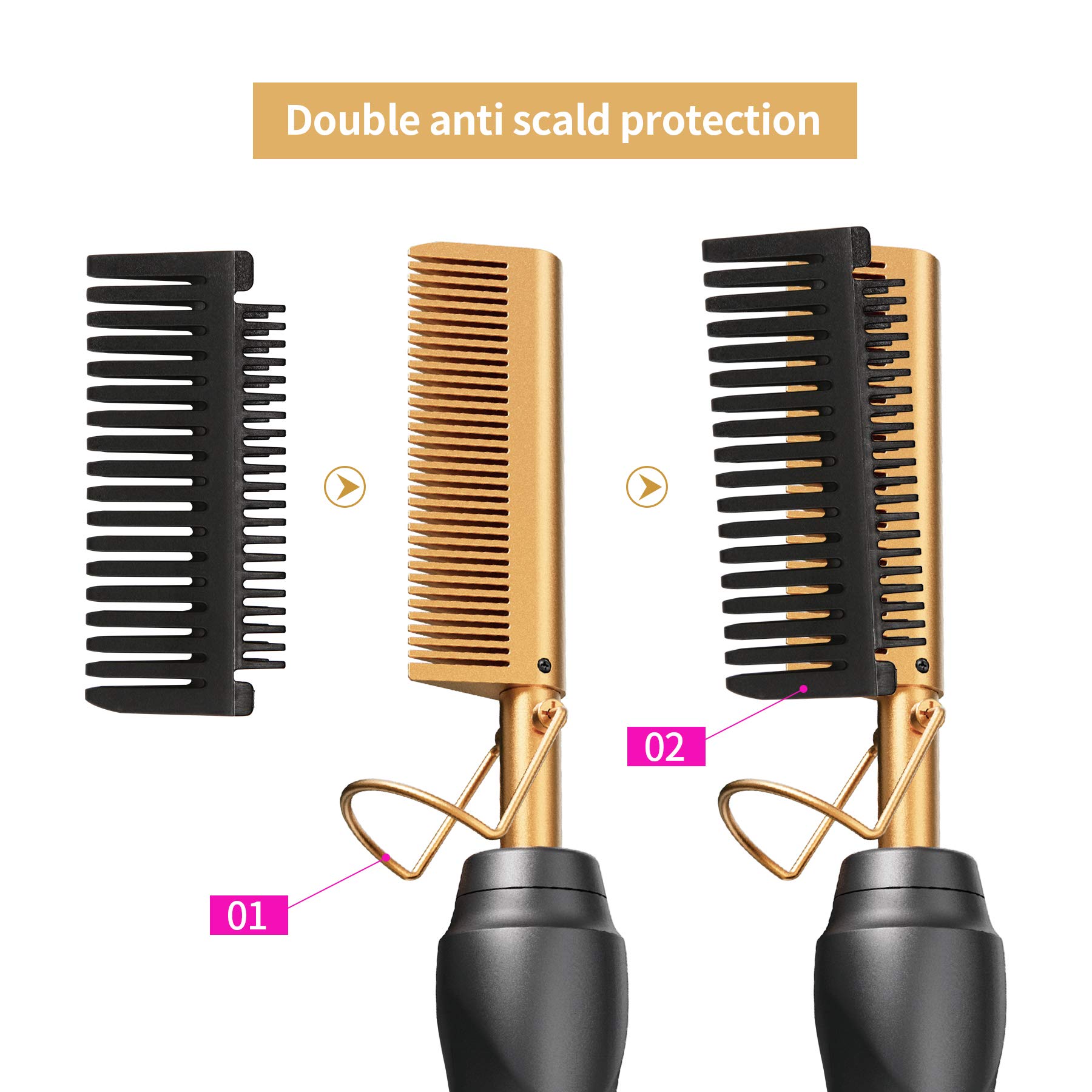 Professional Portable Hot Comb Hair Straightener Electric Curling Iron Comb Brush New Design Tool for Easy Home Salon Use