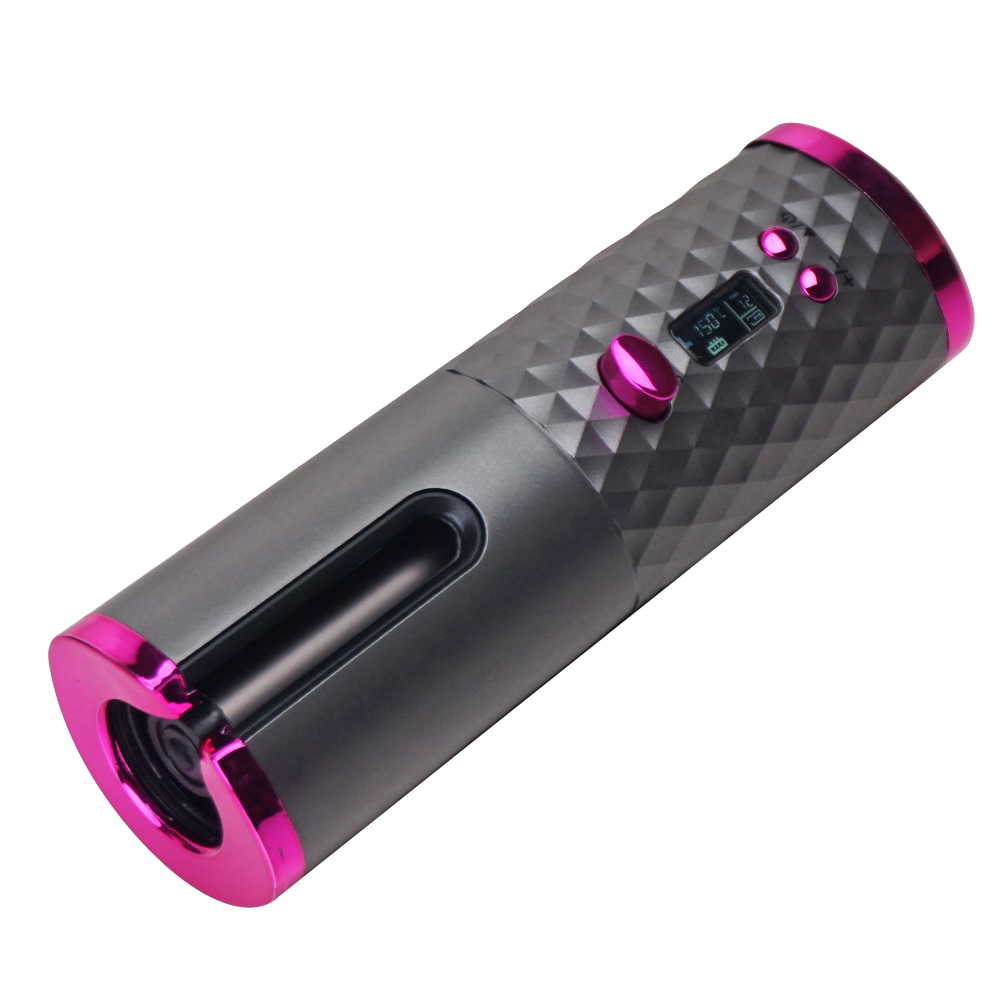 Automatic Curling Iron Cordless Hair Curler with 6 Temps Rechargeable Rotating Curling Iron Portable Curling Wand