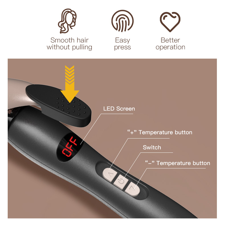 LCD Digital Display Ceramic Curling Iron Large Bubble Bar Professional Titanium Dual Voltage Curling Iron