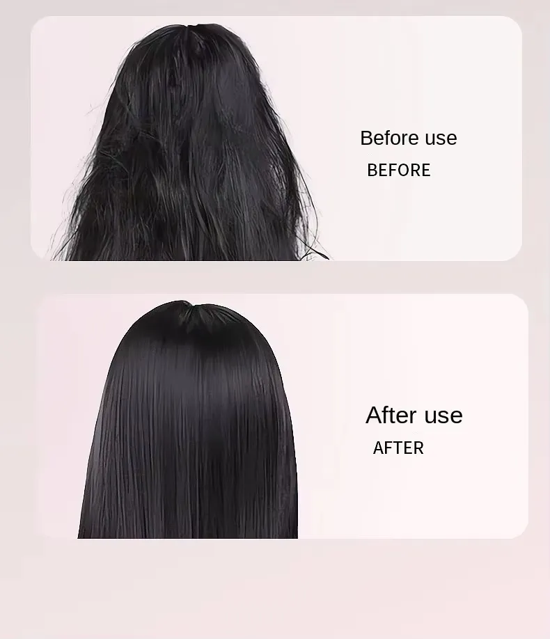 Mini Rechargeable Hair Straightener Wireless Portable Travel Lazy Hair Brush Negative Ion 2-in-1 Straightening Curling Iron