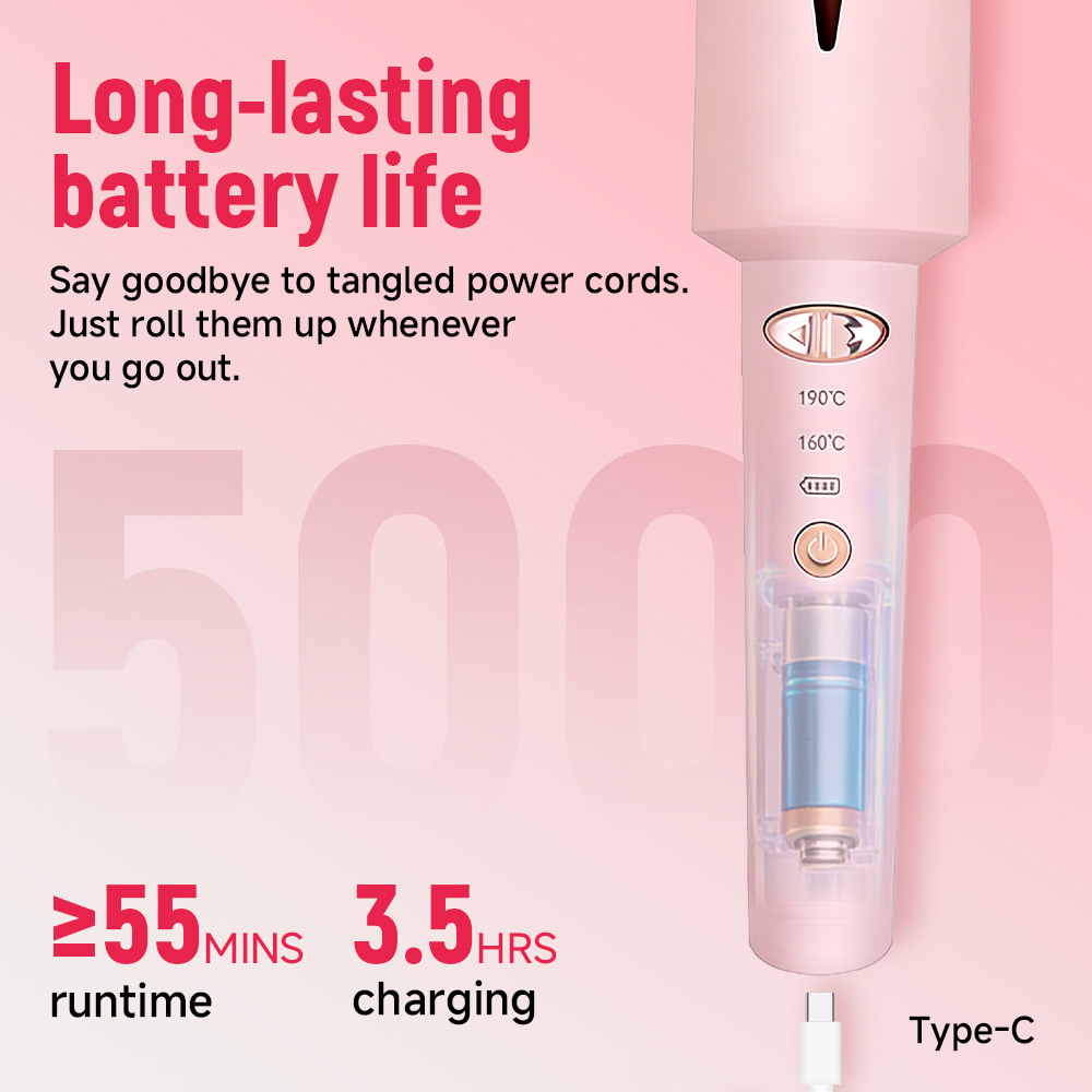 Handle Curling Wand Professional Curling Iron Ceramic Heated Hair Iron Portable Electric Hair Curler