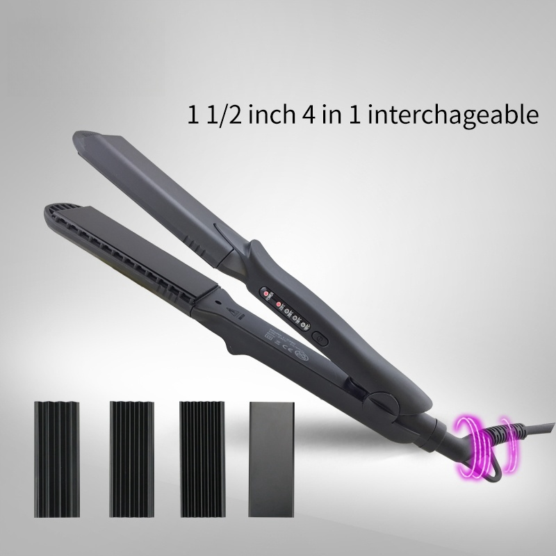 Beauty Salon Equipment Jet Black Titanium Flat Iron Hair Straightener Curling Iron