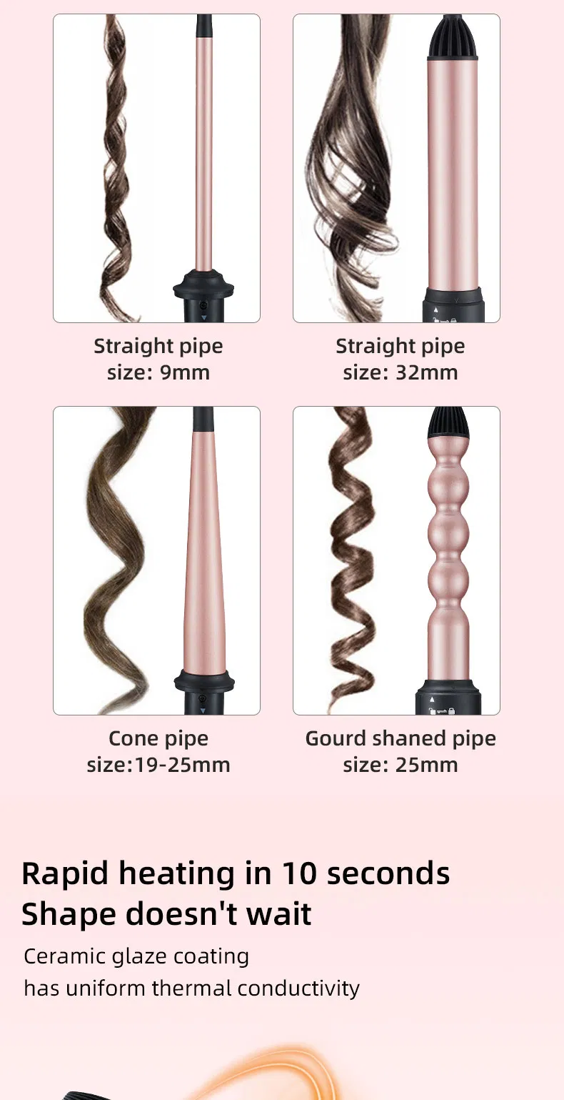 Wholesale PRO 3 in 1 Ceramic Hair Curling Iron Set Multi Size Interchangeable Curling Wand with Accessories for Home Salon Use