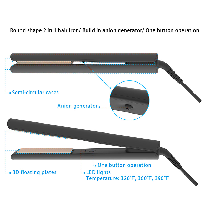High Tech Ultrasonic Infrared Ceramic Titanium Straight Hair and Curling Iron