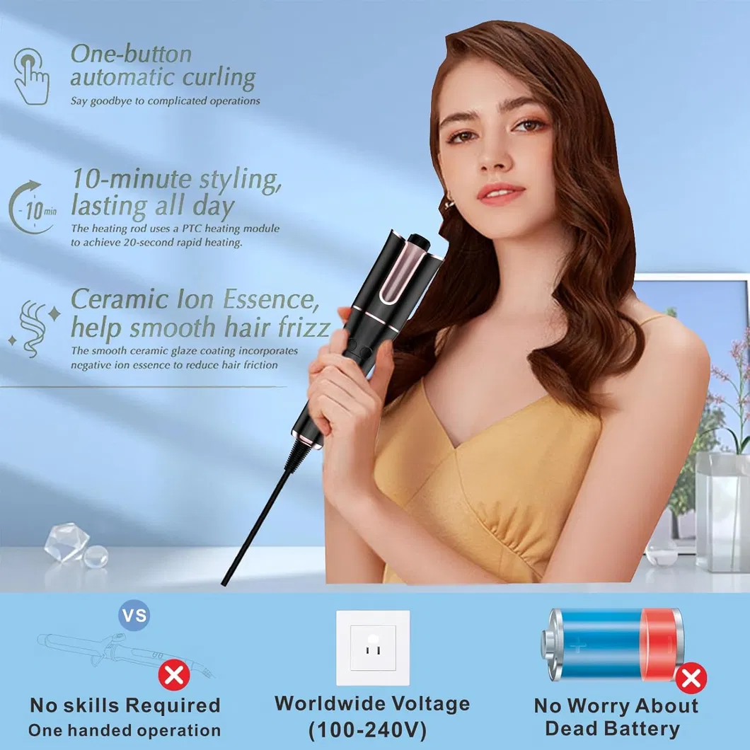 Ceramic Ionic Automatic Hair Curling Iron Anti-Stuck Auto Rotating Curling Wand Hair Curler