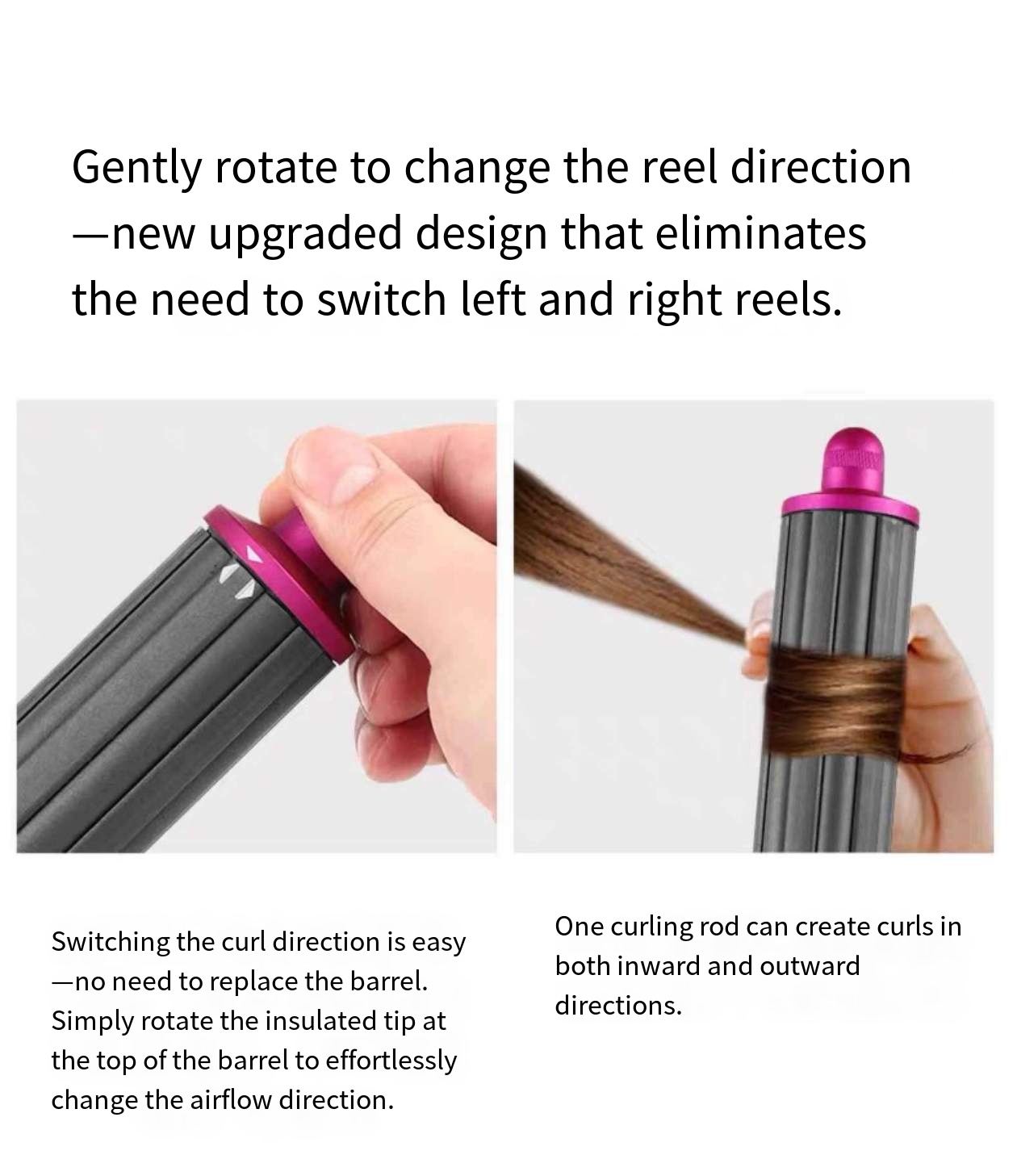 HS08 Professional Ceramic Barrel Curling Wand 32mm LED Temperature Display Various Temperature Settings Rotating Hair Curler