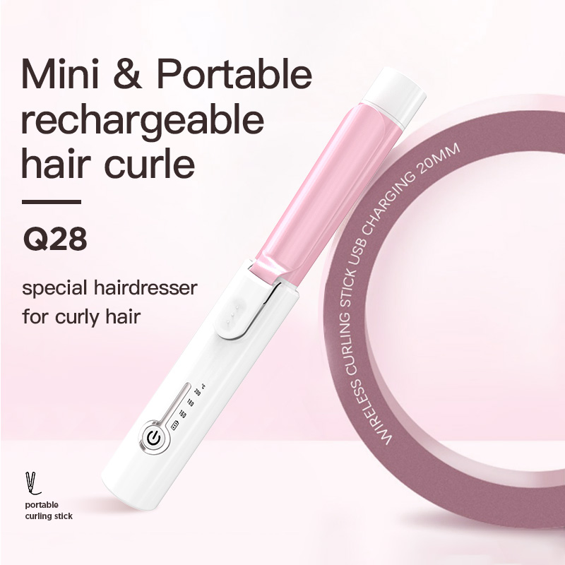Mini Portable Pocket Straightening and Curling Iron 2-in-1 Wireless Rechargeable Curling Iron
