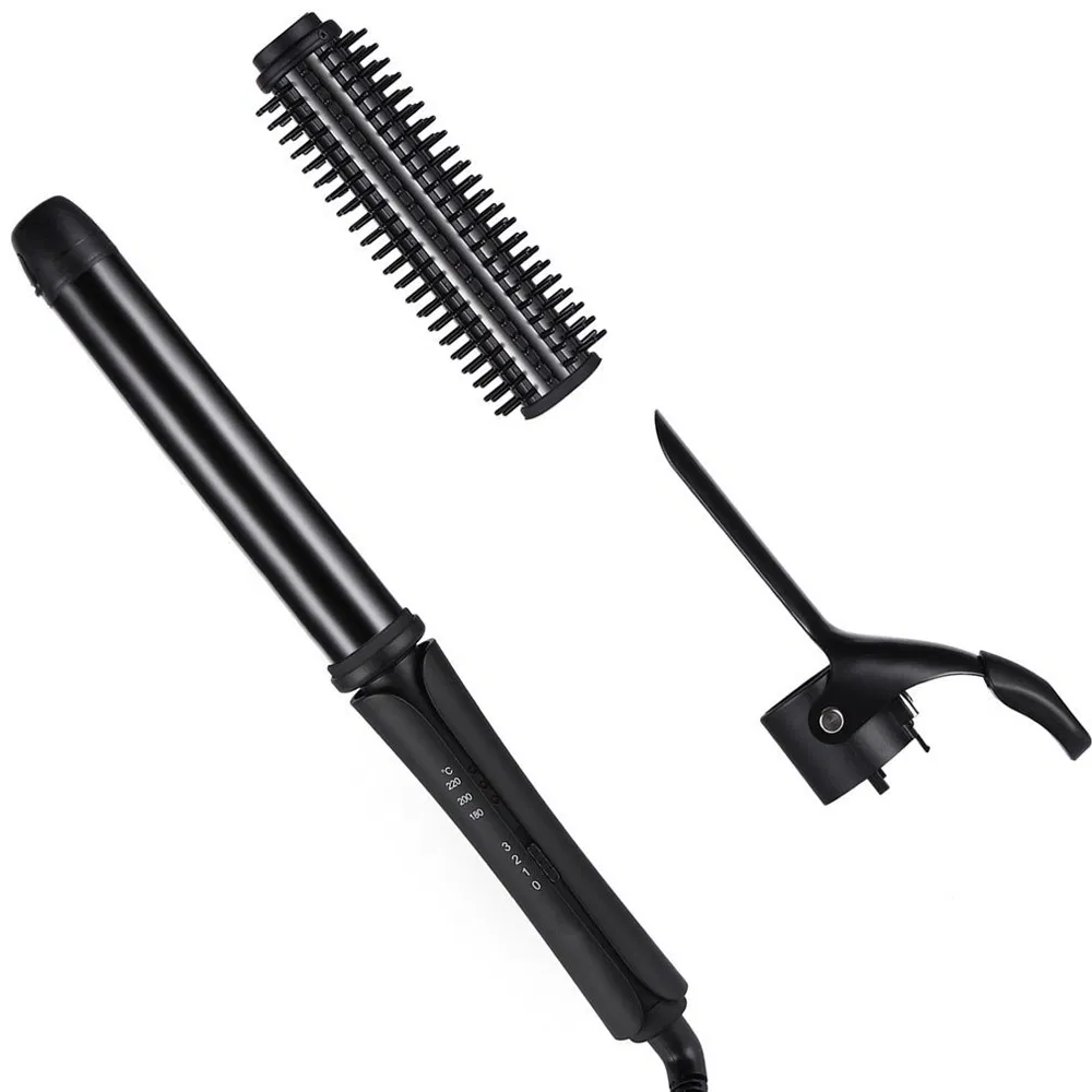 Multi-Styling Hair Curler Set with Replaceable Clip and Brush