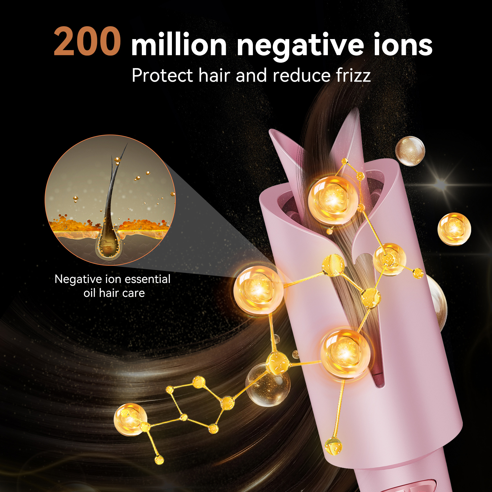 Cordless Automatic Hair Curler Portable Wireless USB Rechargeable Curling Iron Ceramic Curler Wand Auto Rotating Styling Tools