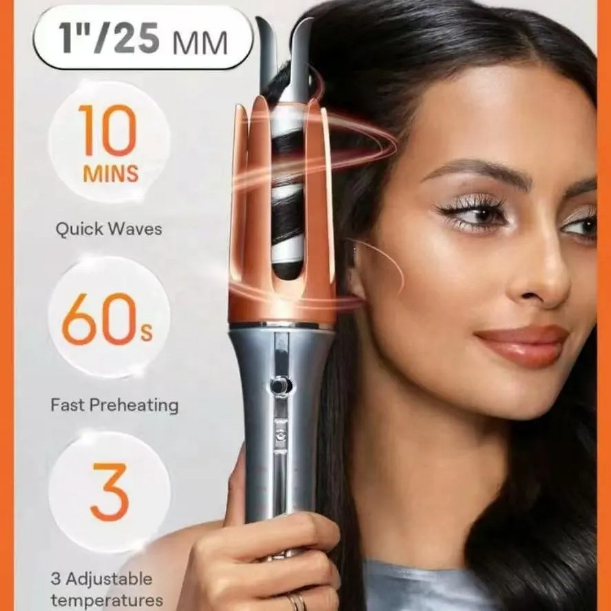 Electric Auto Rotating Hair Curler Anti-Tangle Smart Chip Curling Iron Fast Heat Ionic Waver 4 Temperature Portable Household