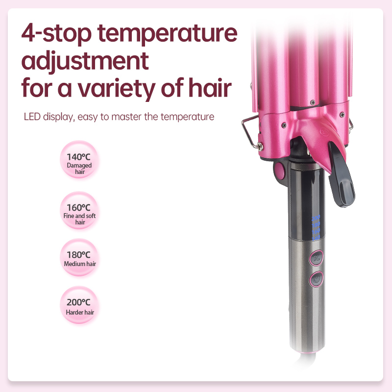 Three-Barrel Egg Roll Hair Curler with Adjustable Temp. Double-Layer Ceramic Panel, Ideal for Creating Water Wave Patterns. No Reviews Yet