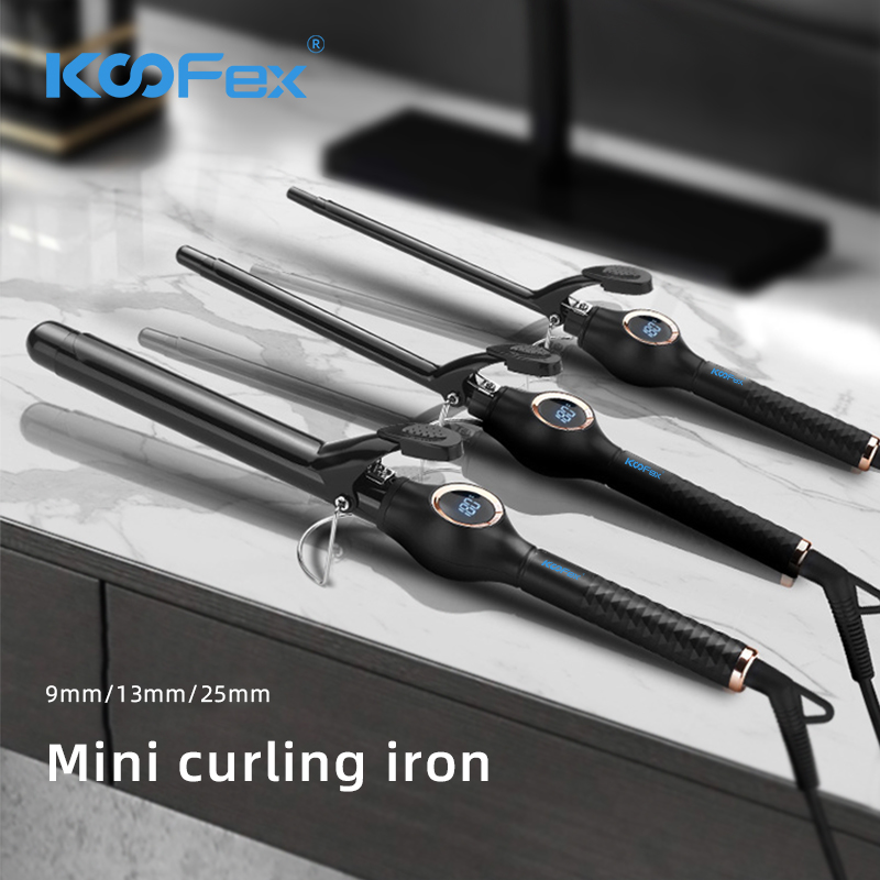 Professional LCD Display Electric Curling Iron Rapid Heating 450F Ceramic Tourmaline Coating Barrel Hair Curler//
