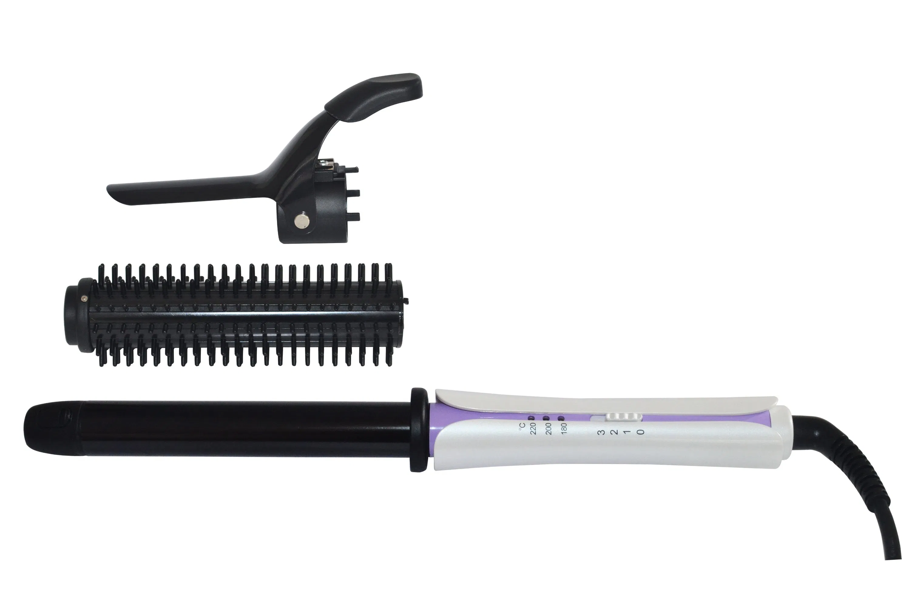Multi-Styling Hair Curler Set with Replaceable Clip and Brush