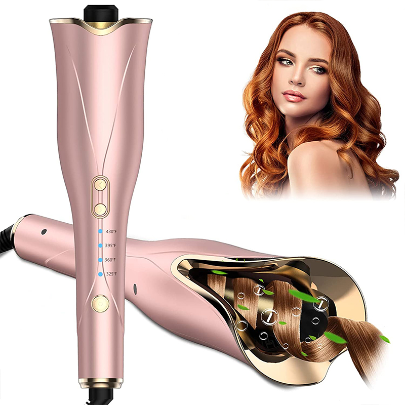 Auto Ceramic Curl Iron with PTC Heater LED Display Rotating Rollers Cordless Hair Curling Iron for Professional Salon Styling