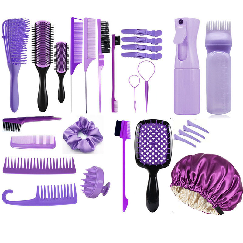 27Pcs Professional Hair Brush Set, Hair Styling Comb Kit with Continuous Spray Bottle, Scalp Massage Shampoo Brush for Salon