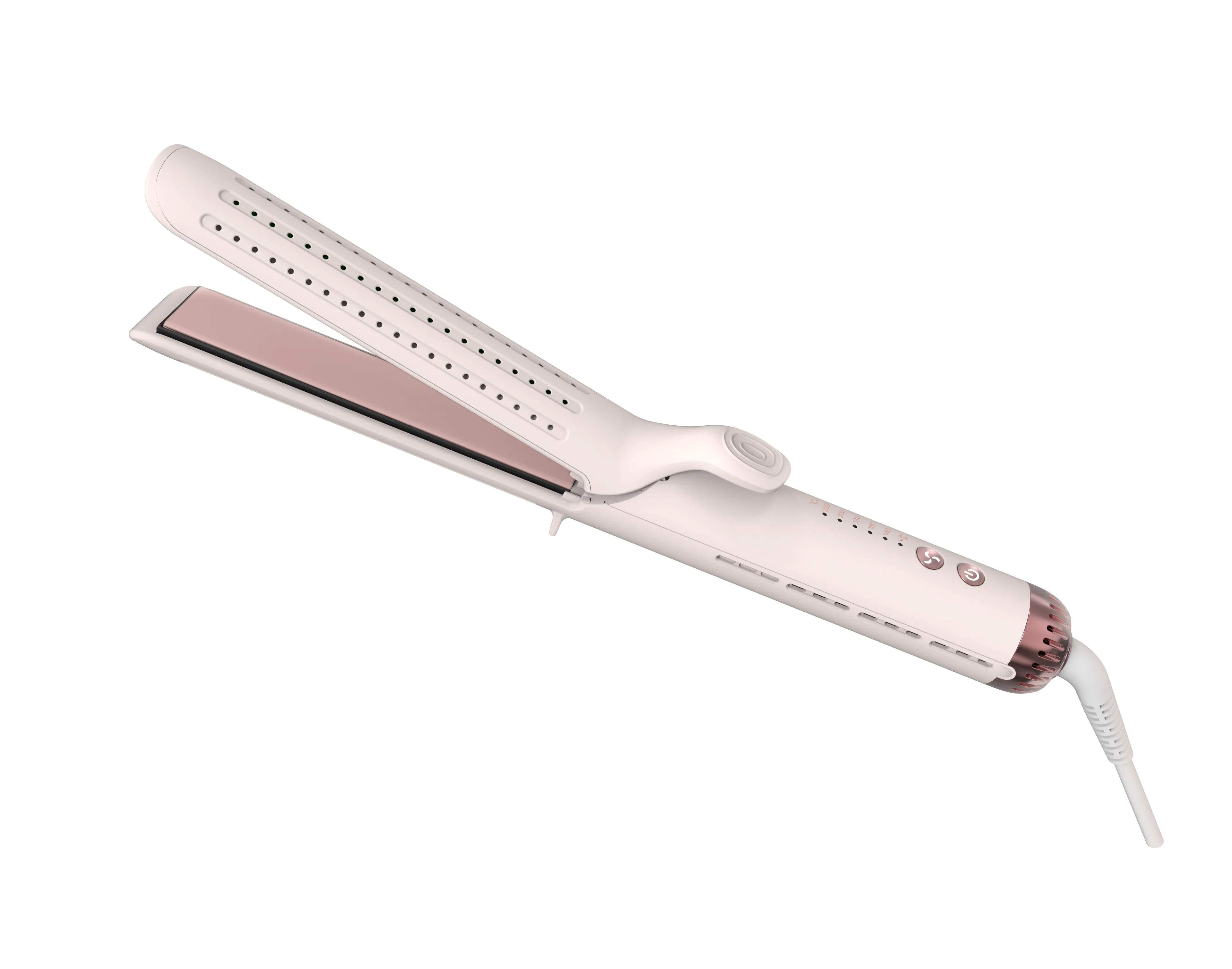 1 1/4 Inch Hair Curling Iron for Long &amp; Short Hair, Dual Voltage for Travel, Adjustable 5 Temps, Pink