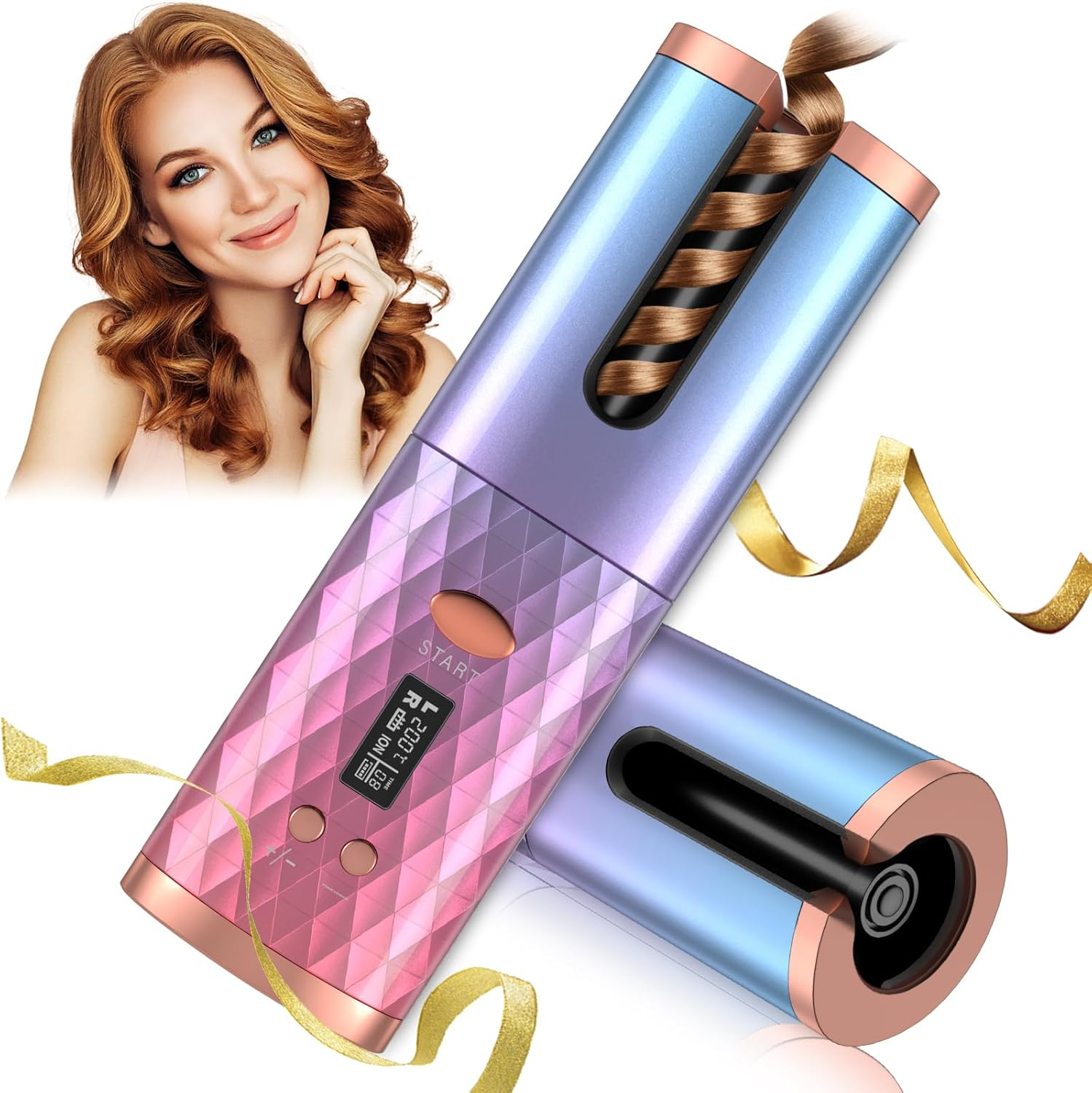 Cordless Automatic Hair Curler Cup Curling Iron Mini Portable USB Rechargeable LCD Display Smart Temp Styling Tool OEM ODM
