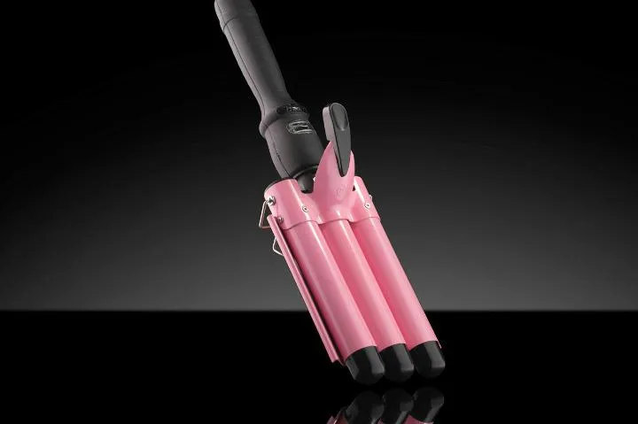 Factory Price LCD Temperature Display Pink Three Barrel Iron Hair Curler