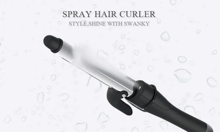 Ceramic Titanium Hair Curler Iron Wand LCD Display