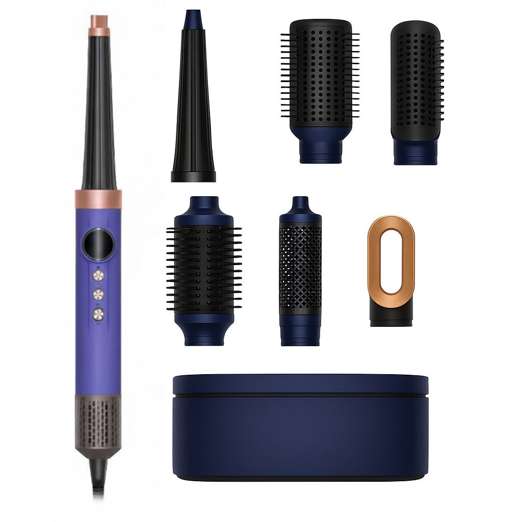 Salon Hair Supplies Foldable Outdoor Electric Styling Tools Professional Hair Dryer Set with 6-in-1 Multi Stylers Curling Irons