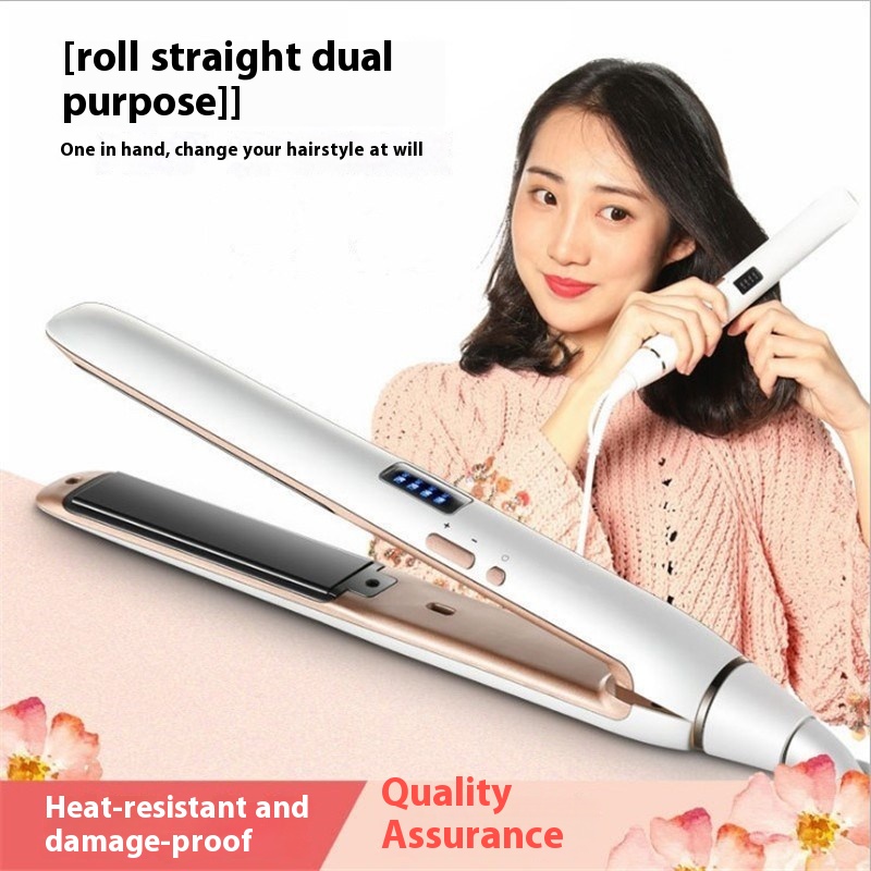 Factory-Sourced Electric Hair Straightener Digital Display Temperature-Adjustable Dual-Purpose Curling Iron Ceramic Plates