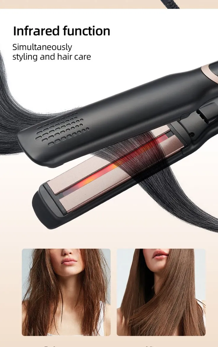 2026 Infrared Straightening Iron PRO 2 in 1 Hair Straightener PTC Fast Heating Flat Iron Hair Straight & Curly Hair for Home Use