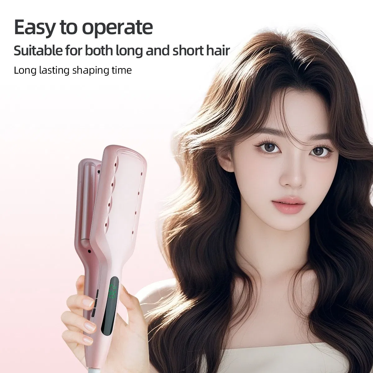 3 Barrel Egg Roll Hair Waver Ceramic Triple Barrel Water Wave Curling Iron Fast Heat Negative Ion Anti-Scald Egg Curler for Long Short Hair