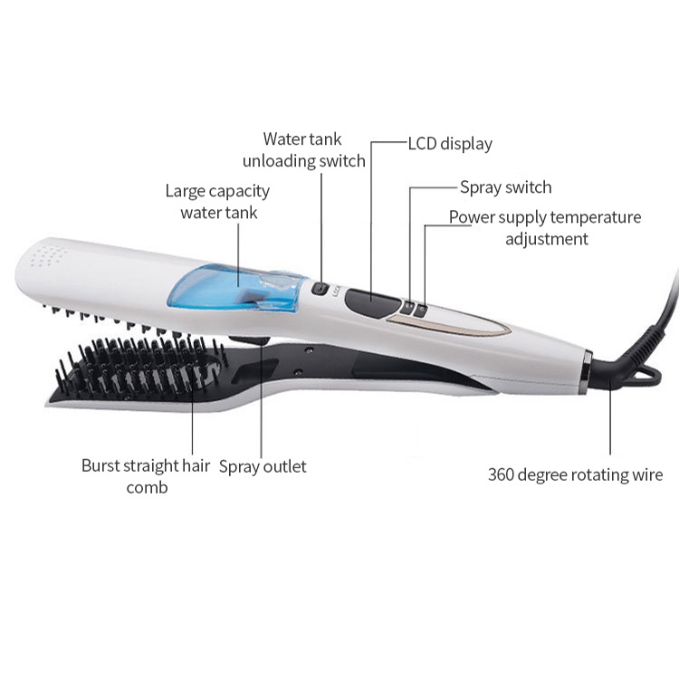 Professional Custom Ceramic Coated LED Display Electric Hair Straightener Curling Steam Flat Iron Auto Power-Off PTC Household