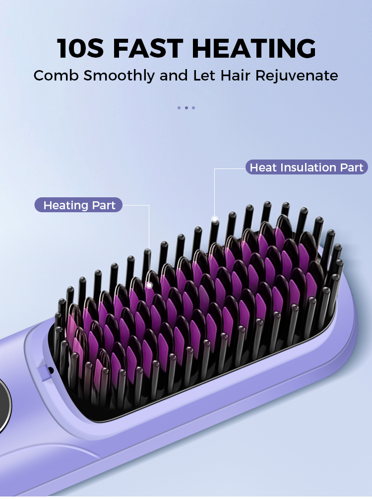 Wireless USB-Powered Ceramic-Tip Straightening & Curling Brush with ABS Plastic Handle Portable Home Hair Styler