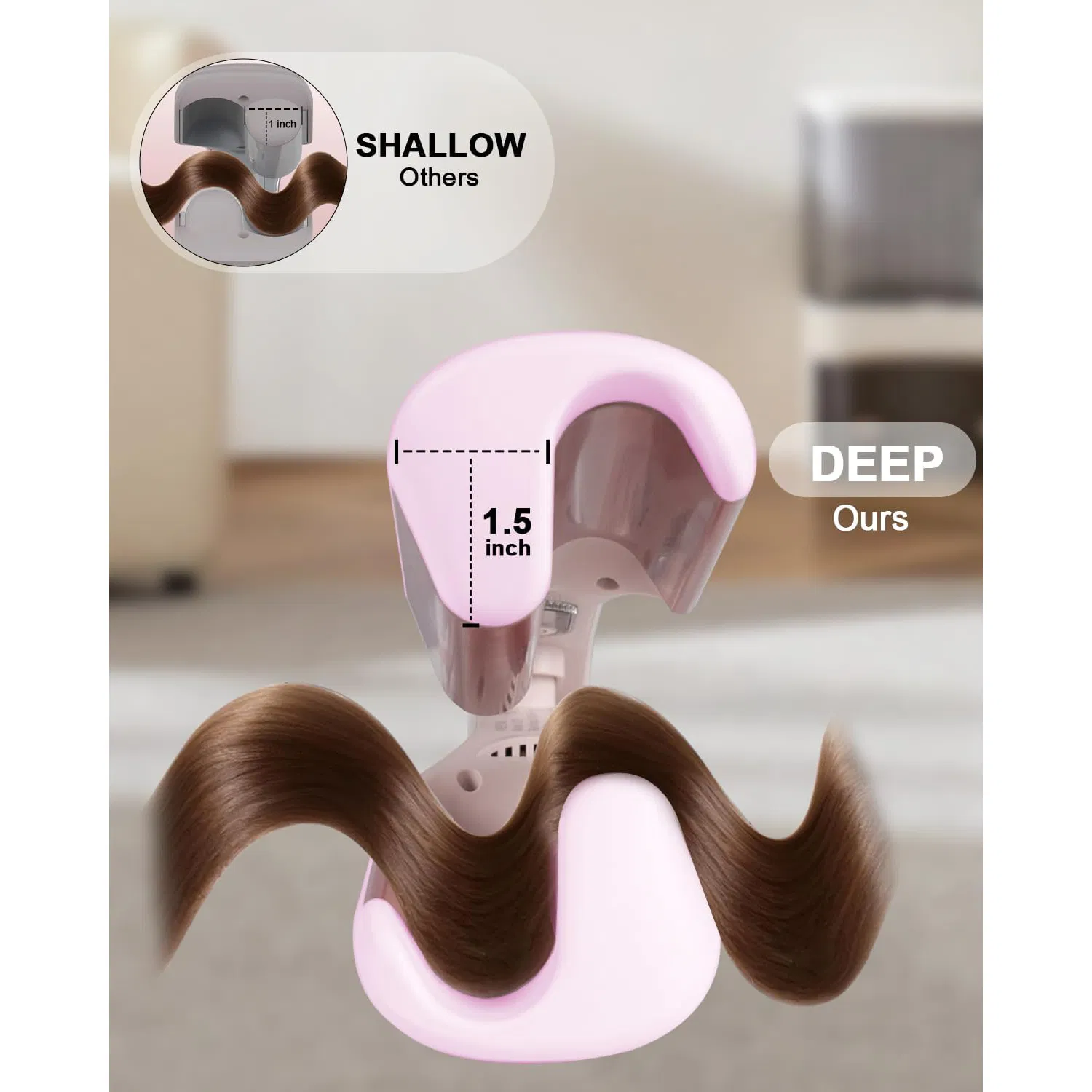 Electric Portable Ceramic Pink 1/4 Inch Hair Waver Iron Wand Crimper