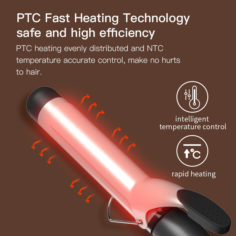 LCD Digital Display Ceramic Curling Iron Large Bubble Bar Professional Titanium Dual Voltage Curling Iron