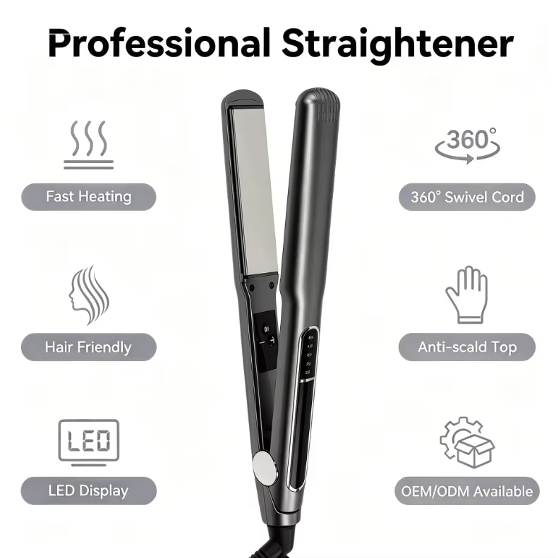 Private Label Dual Voltage Mult Professional 2 in 1 Hair Straightener Curling Iron for Salon