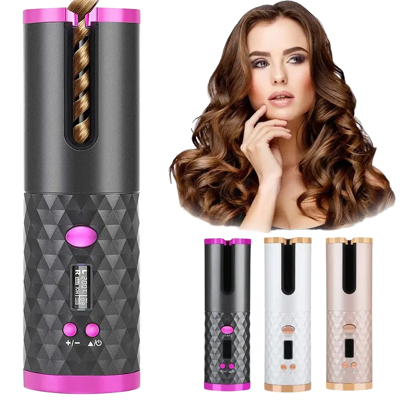 TOPLIFEE P03 Hot Sale USB Rechargeable Cordless Ceramic Hair Curler 5000mAh 110-240V 40W Automatic Heated Curling Wand LCD PTC