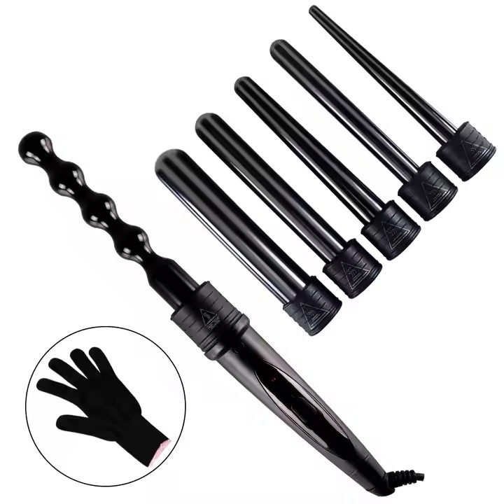 PTC Ceramic LCD Temperature Display Electric 5-Tube Change Curling Iron