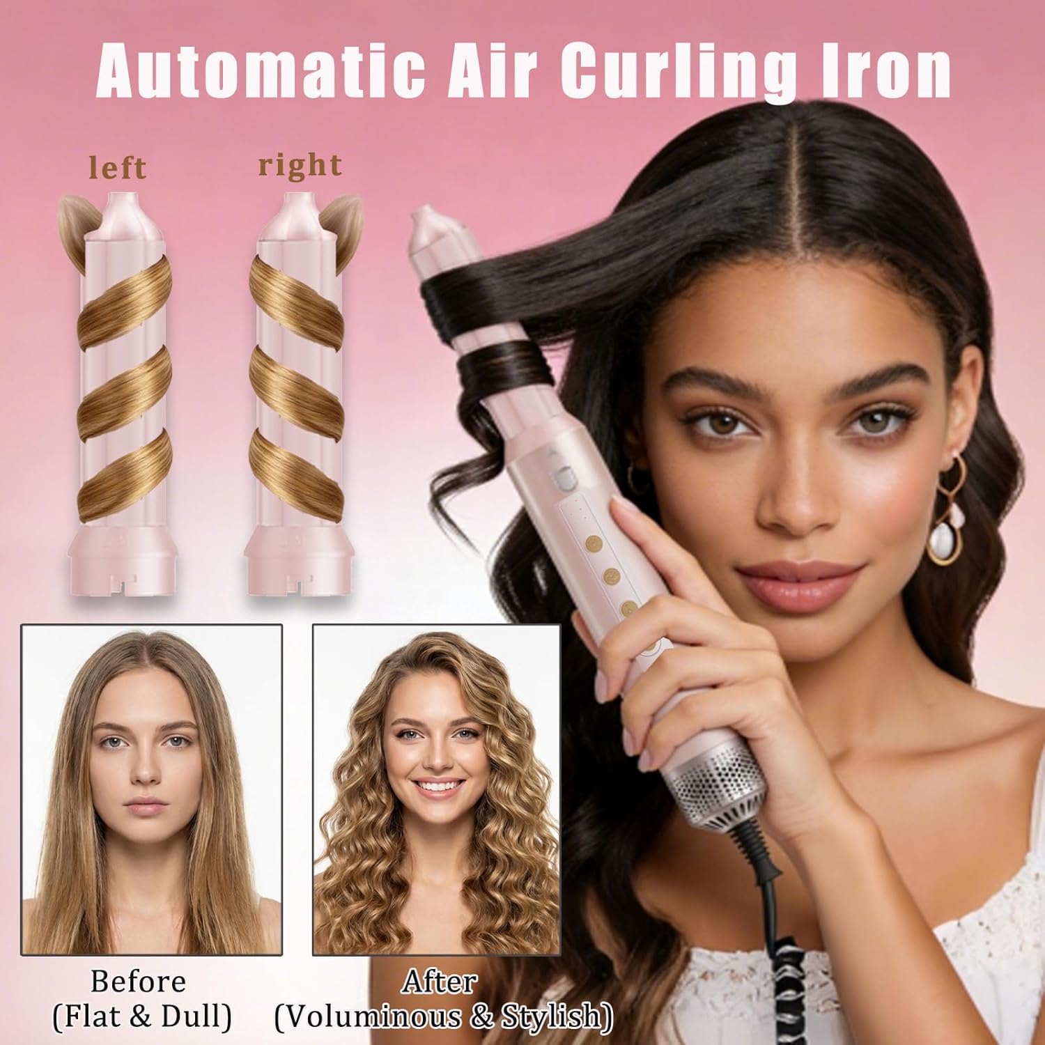 Automatic Auto Wrap Curling Wand 6 in 1 Hair Styler Detachable Negative Ion High Speed Blow Dryer Hot Air Brush