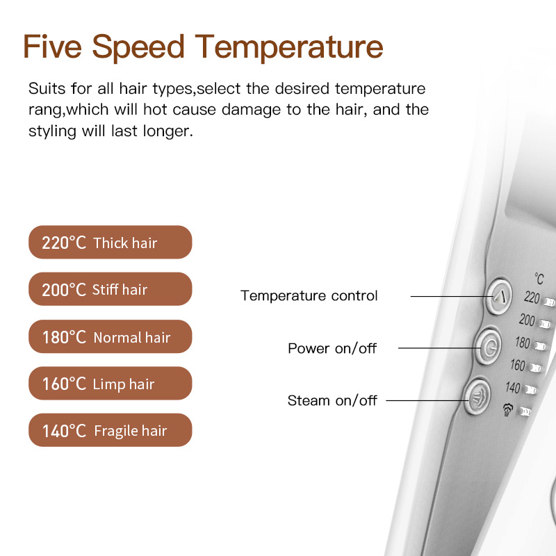 2-in-1 Negative Ion Infrared Cold Steam Straightening and Curling Iron with LED Display Screen for Hair Care and Hairdressing