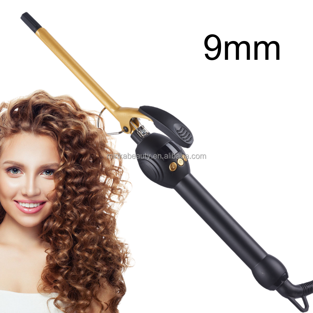 Wholesale Price Electric PTC 9mm Small Wand Curling Iron Professional Ceramic Tourmaline Coating Barrel Hair Curler LED Display