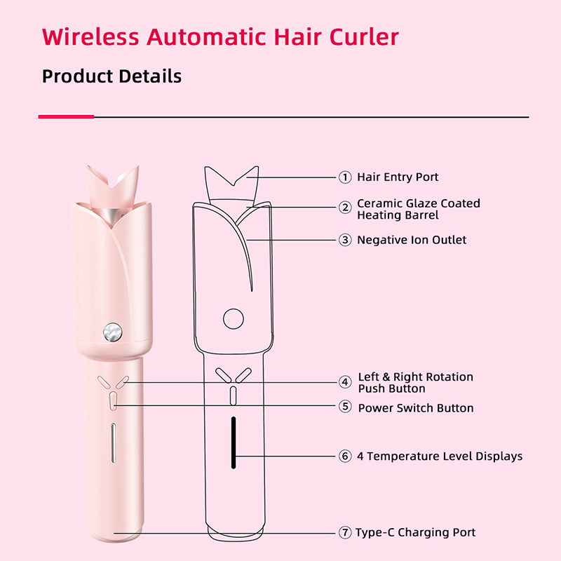 Wireless Automatic Hair Curler with Smart Temperature Control