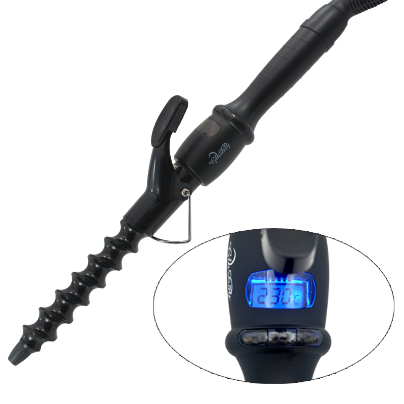 Gladay New Technology Electric Aluminum PTC Hair Curler 25/32 Mm 45-65W LCD Display Spiral Hair Curing Tong Spiral Hair Rollers