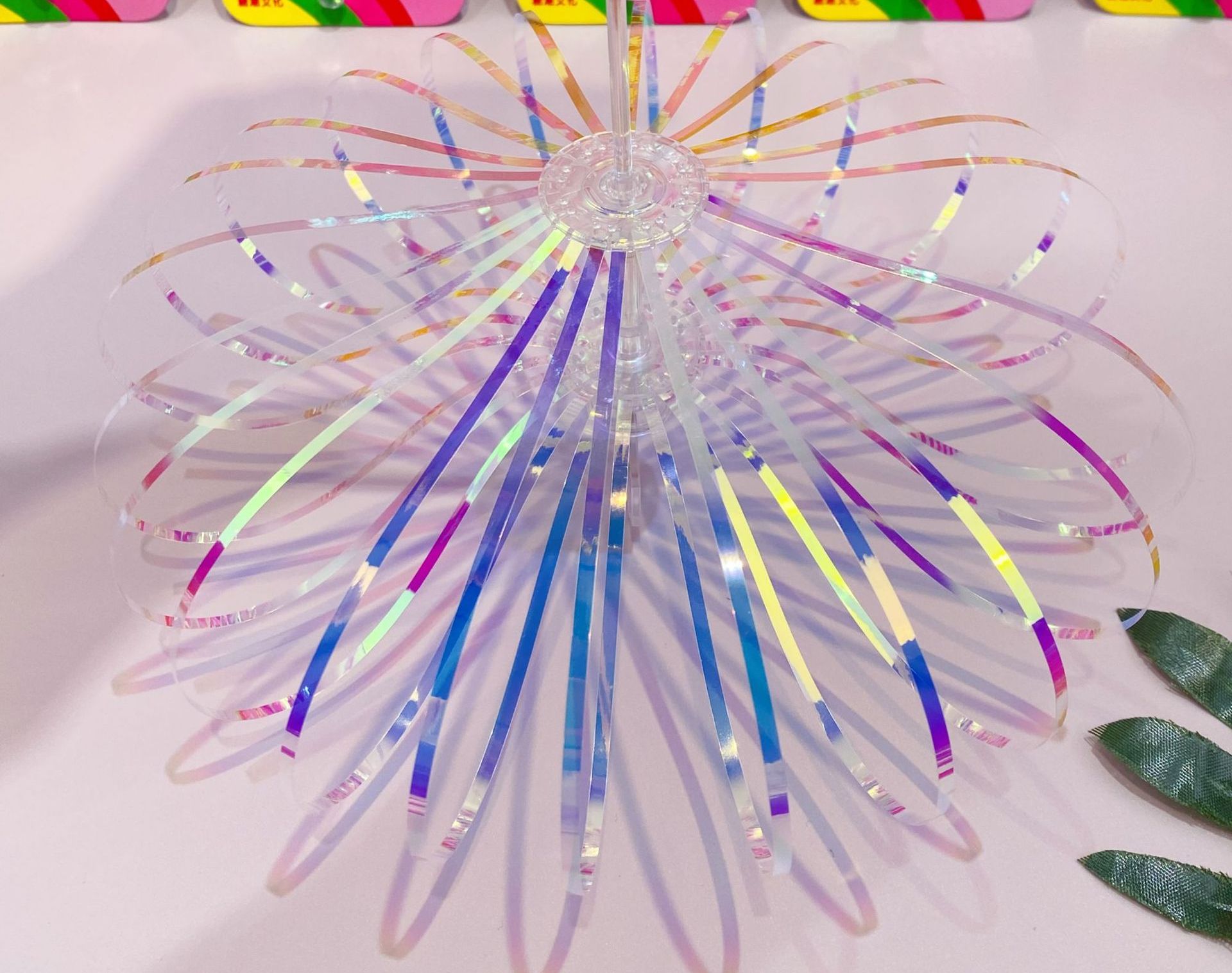 Large Plastic Unlit Rainbow Stick Magic Rotating Bubble Wand Bubble Flower