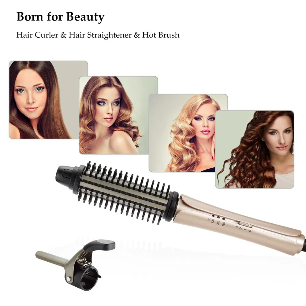 Multi-Styling Hair Curler Set with Replaceable Clip and Brush