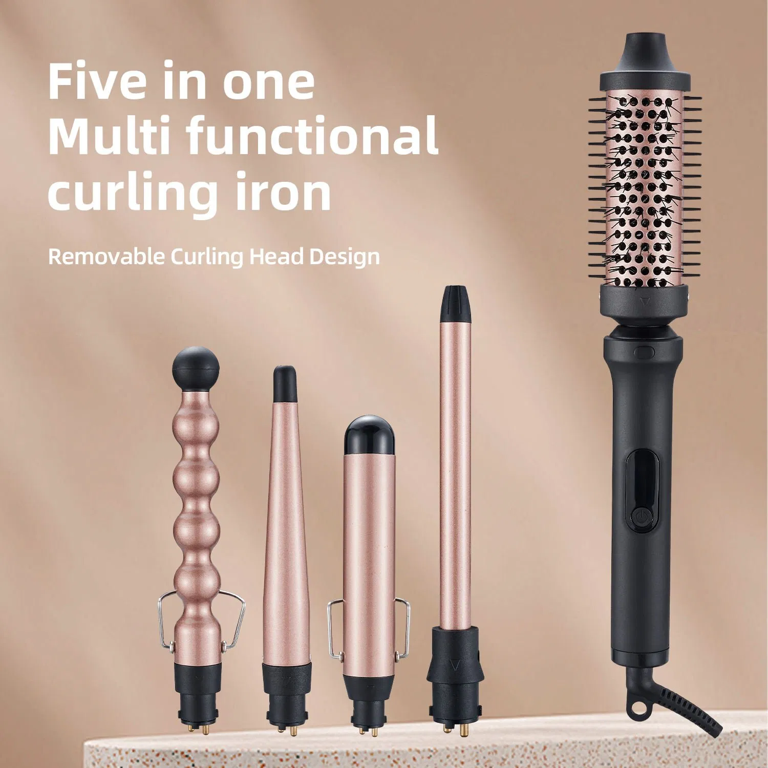 2025 Cross - Border Must - Have: Multifunctional Curling Iron Featuring 5 Removable Heads and 4 Levels Temperature Regulation