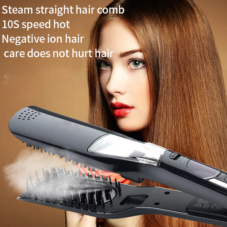 Professional Custom Ceramic Coated LED Display Electric Hair Straightener Curling Steam Flat Iron Auto Power-Off PTC Household