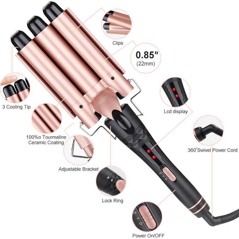 Best Seller Portable Electric Ceramic PTC 5-in-1 Professional Curly Hair Curling Wand &amp; Iron Set