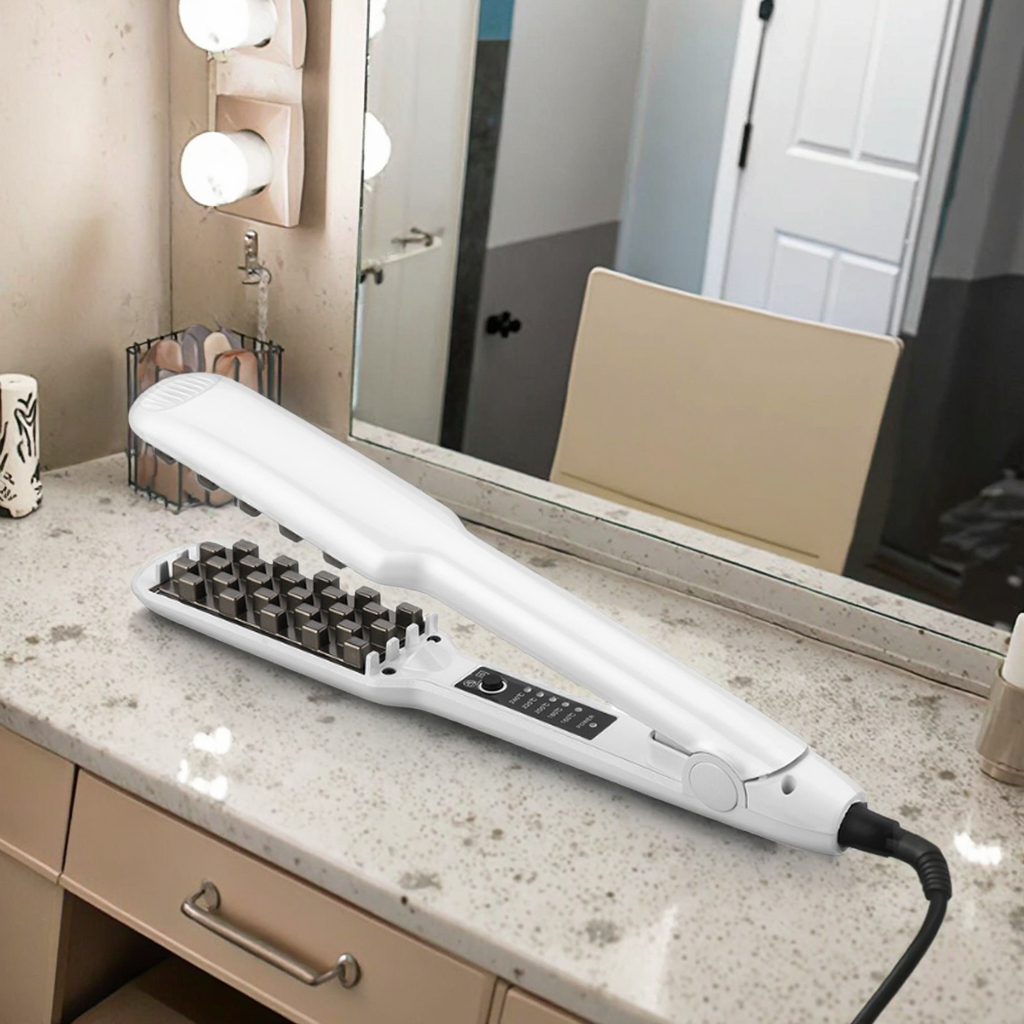 Popular Fashion LCD App-Controlled Ceramic Hair Crimper Curling Iron Temperature Display Fluffy Perm Splint Electric Household