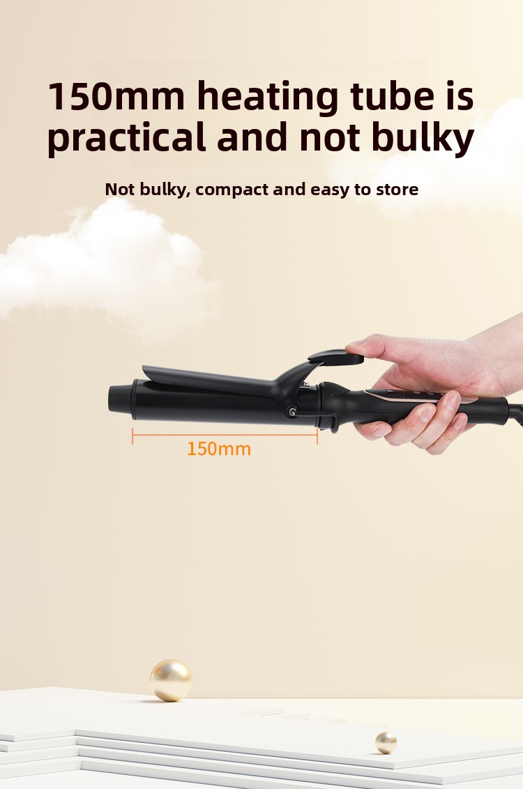 New Professional Portable Electric Ceramic PTC Curling Iron LCD Temperature Display Ionic Fast Heating Long-Lasting French