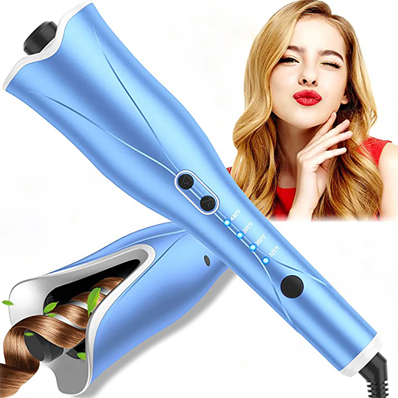 Auto Ceramic Curl Iron with PTC Heater LED Display Rotating Rollers Cordless Hair Curling Iron for Professional Salon Styling