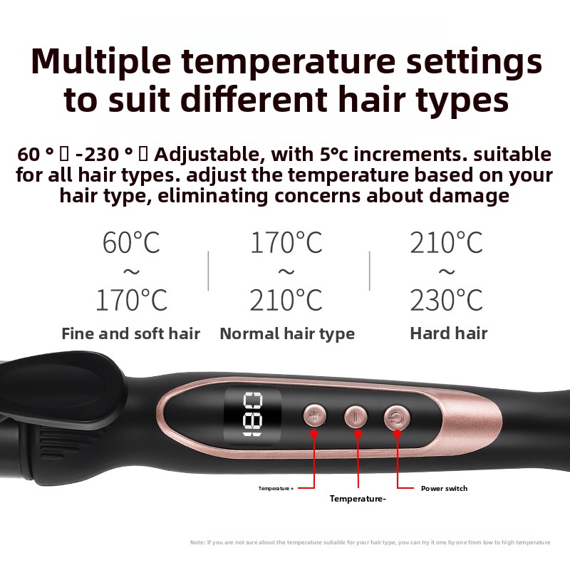 New Professional Portable Electric Ceramic PTC Curling Iron LCD Temperature Display Ionic Fast Heating Long-Lasting French