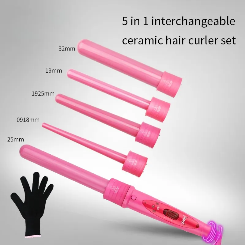 PTC Ceramic LCD Temperature Display Electric 5-Tube Change Curling Iron